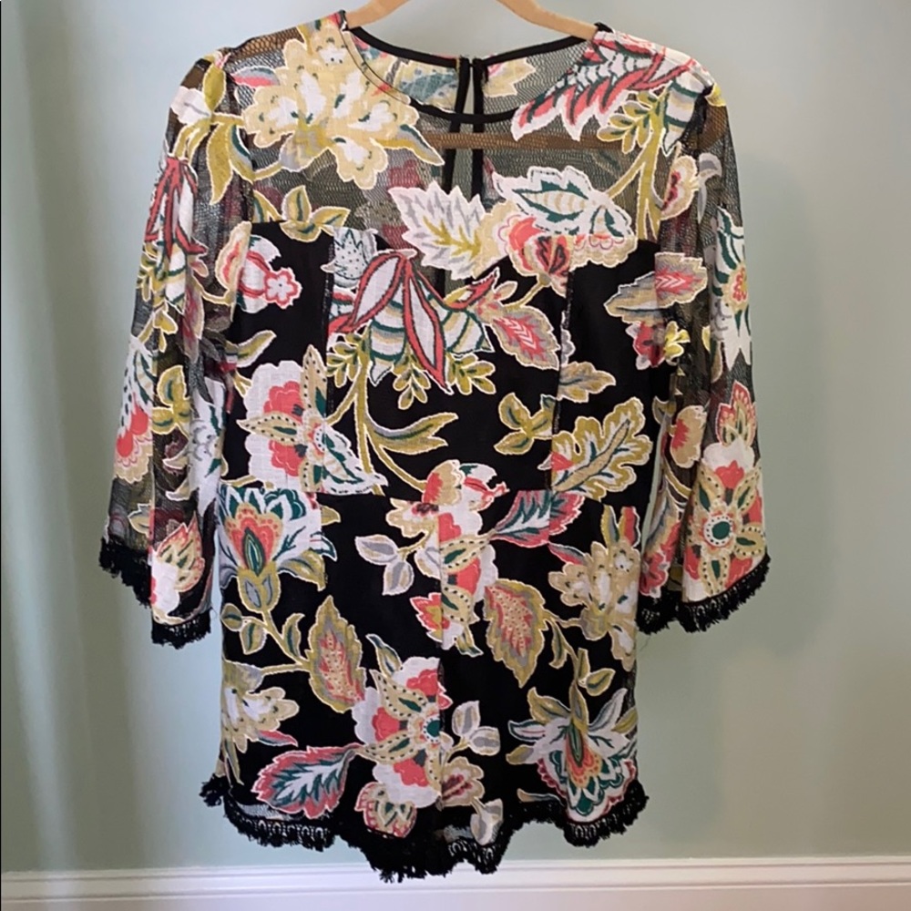 Floral lace romper with bell sleeve